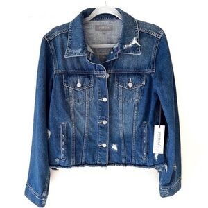 JUST USA Jean Jacket denim distressed NWT size L